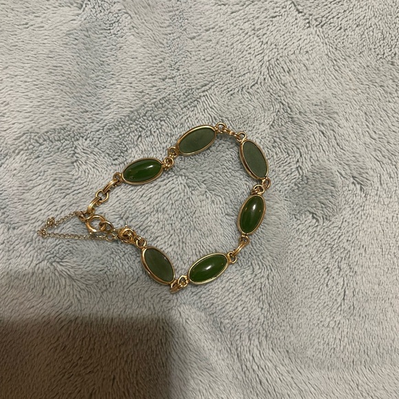 Jewelry - 12K Gold-Filled Gold Nephrite Jade  Bracelet
